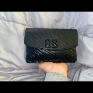 Balenciaga BB chain wallet Embossed leather